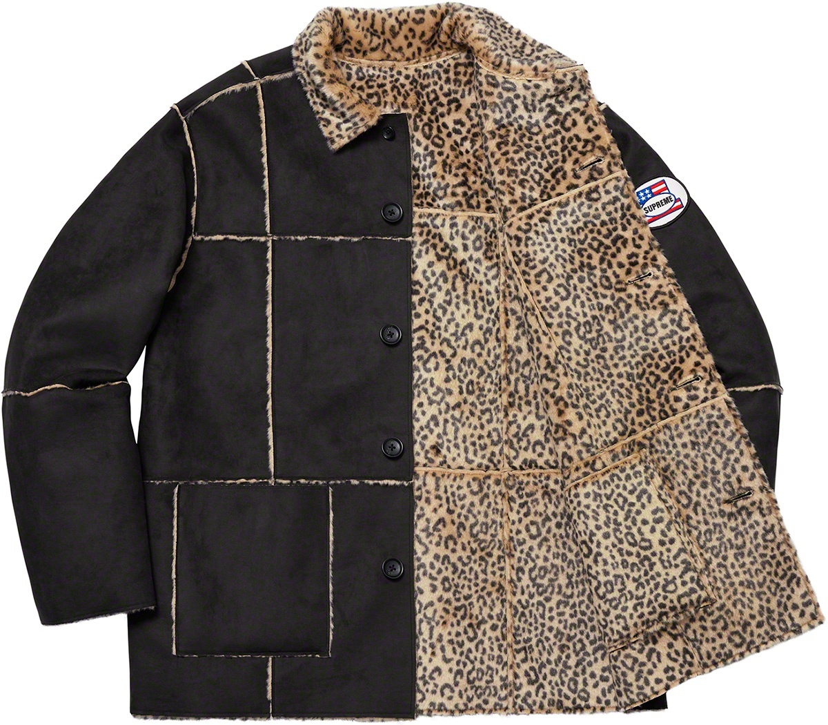 Reversible Faux Suede Leopard Coat view 2